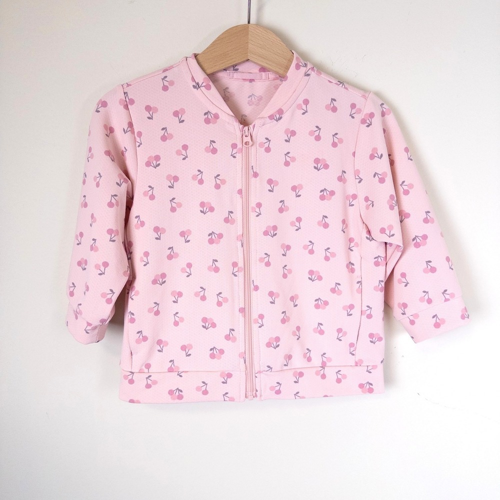 Uniqlo AIRism Zip Up Hoodie‎ Baby 80cm 12M Pink Cherry Print